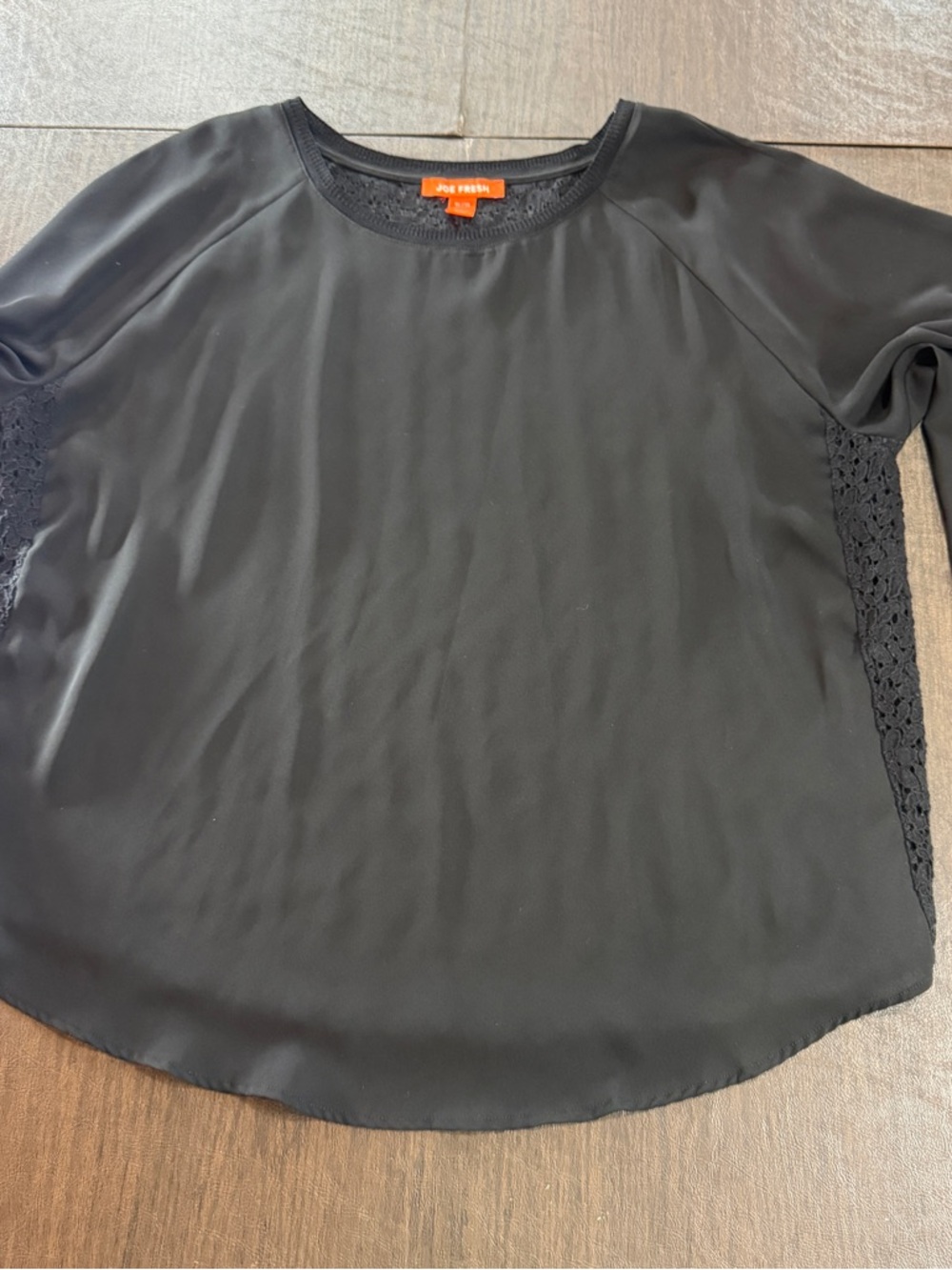 Joe Fresh Black Lace-Inset Women's Blouse Sz XL